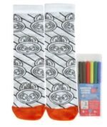 Meia Para Colorir Pintar Infantil Divertidas Personalizar + Kit 6 Canetinhas Hidrocor Coloridas Menino Menina - Imagem 3